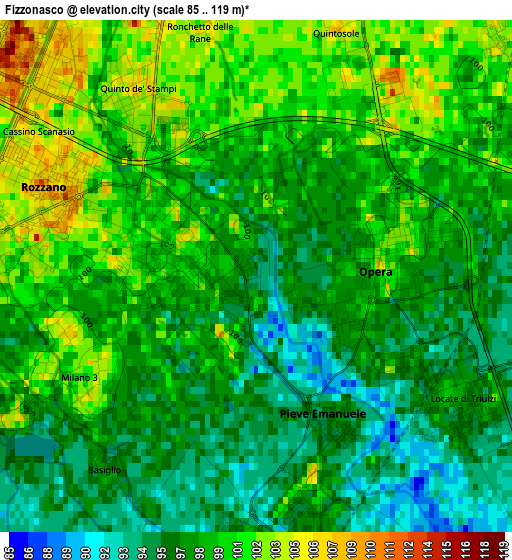 Fizzonasco elevation map