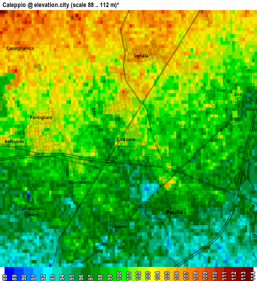 Caleppio elevation map