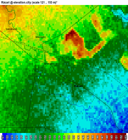 Răcari elevation map