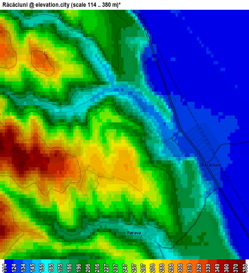 Răcăciuni elevation map