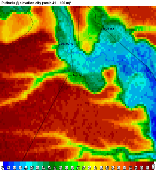 Putineiu elevation map