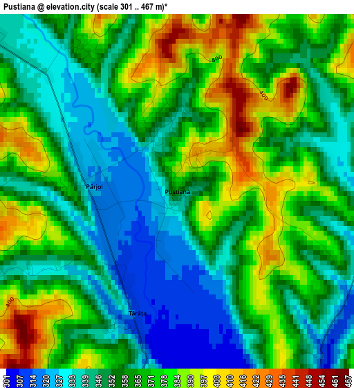 Pustiana elevation map