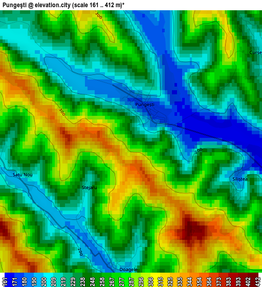 Pungeşti elevation map