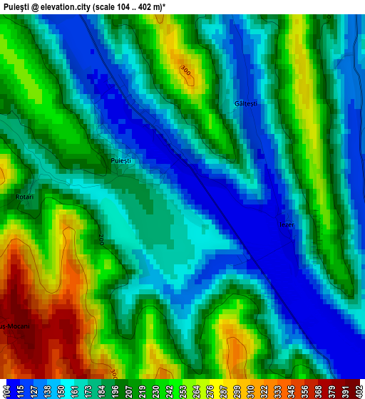 Puieşti elevation map