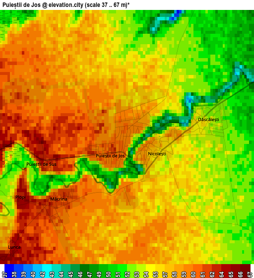 Puieștii de Jos elevation map