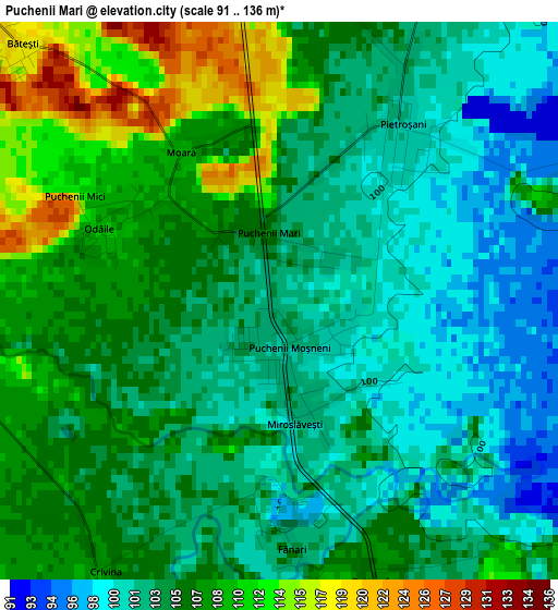 Puchenii Mari elevation map