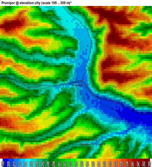 Prunişor elevation map