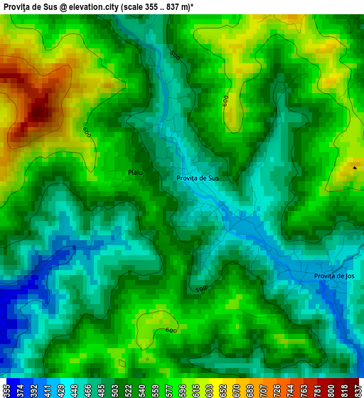 Proviţa de Sus elevation map