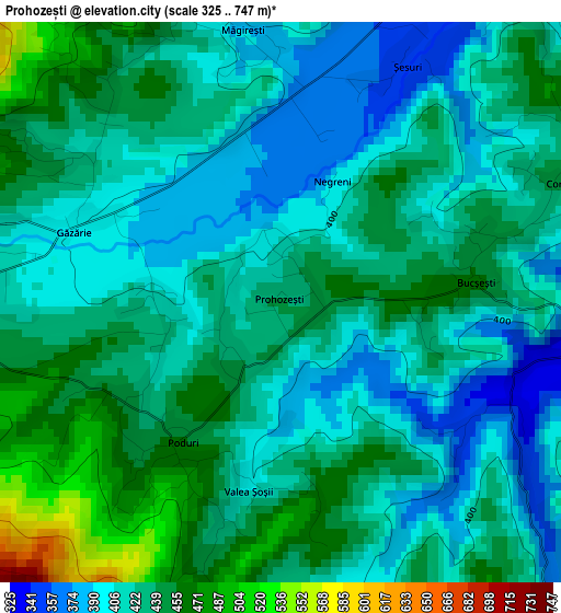 Prohozești elevation map