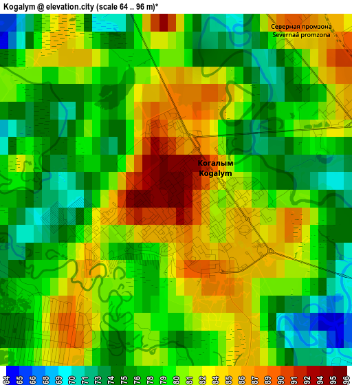 Kogalym elevation map