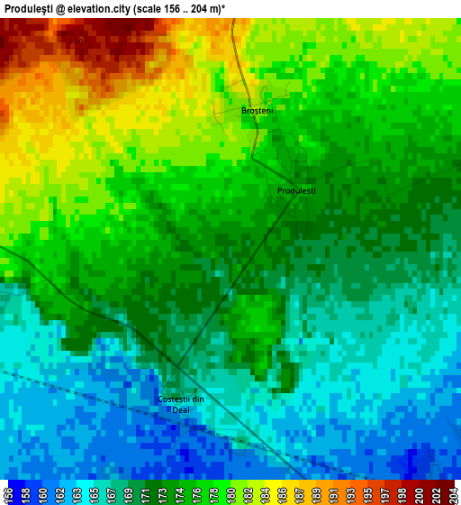 Produleşti elevation map