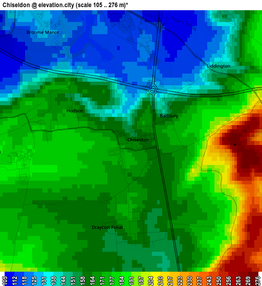 Chiseldon elevation map