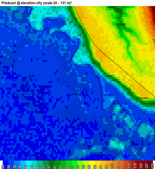 Prisăcani elevation map