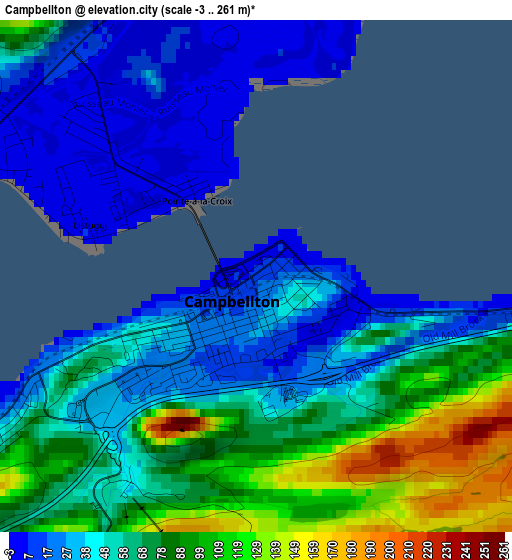 Campbellton elevation map