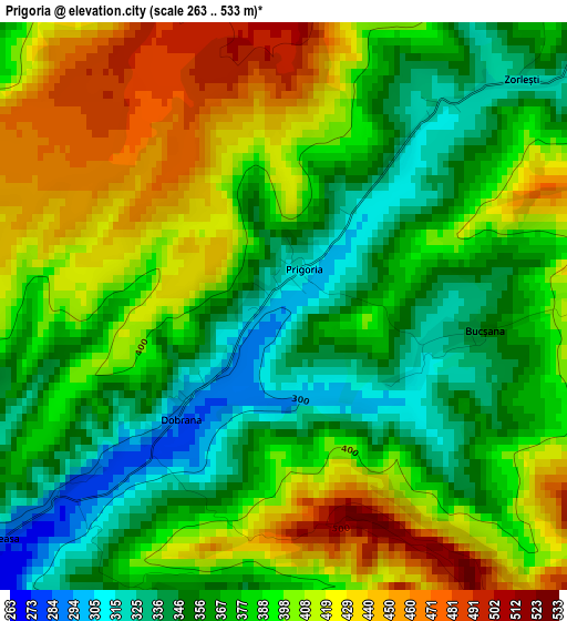 Prigoria elevation map