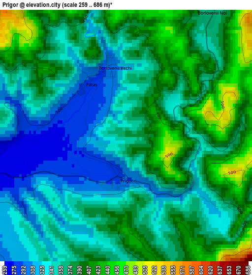 Prigor elevation map