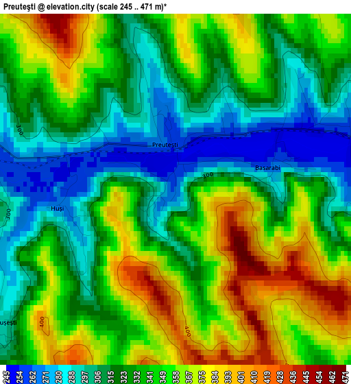 Preuteşti elevation map