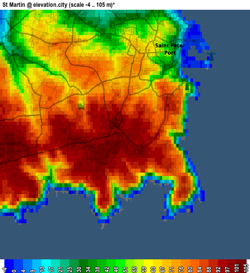 St Martin elevation map