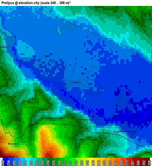 Prelipca elevation map