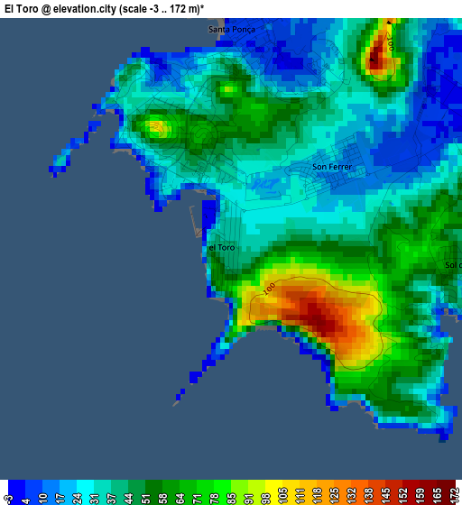 El Toro elevation map