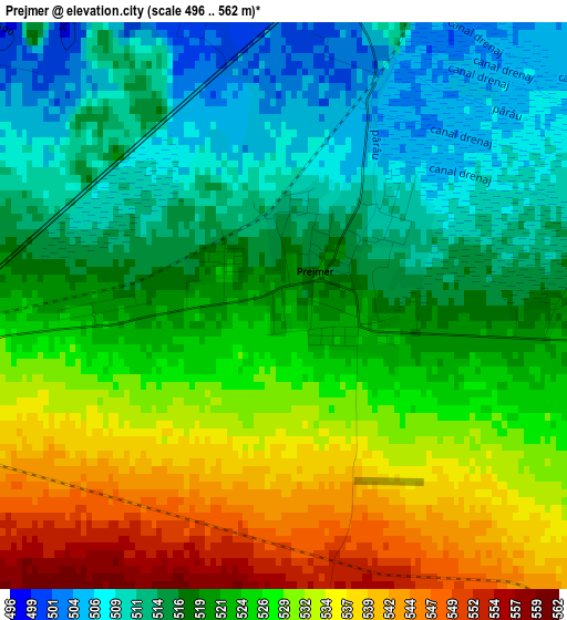 Prejmer elevation map