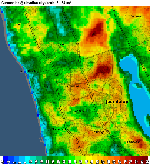 Currambine elevation map