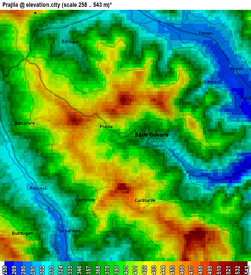 Prajila elevation map