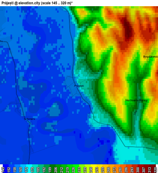 Prăjești elevation map