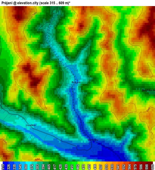 Prăjani elevation map