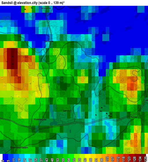 Sandsli elevation map