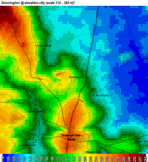 Donnington elevation map