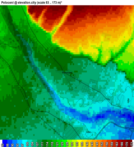 Potoceni elevation map