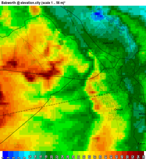 Babworth elevation map