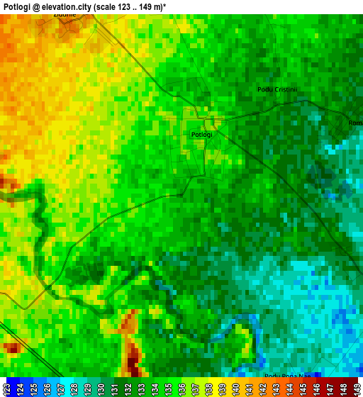 Potlogi elevation map