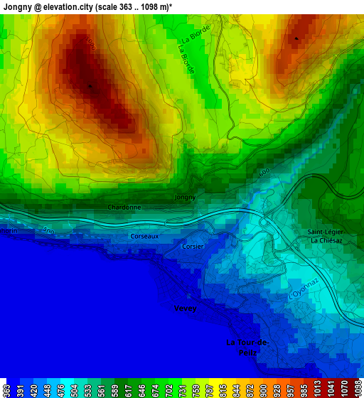 Jongny elevation map