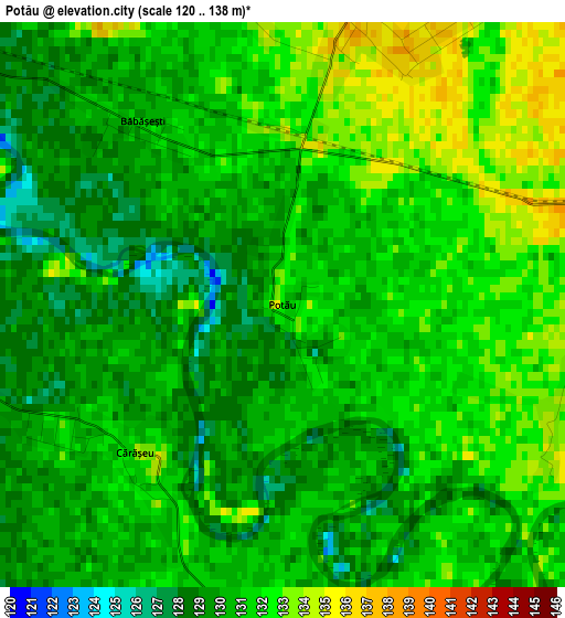 Potău elevation map