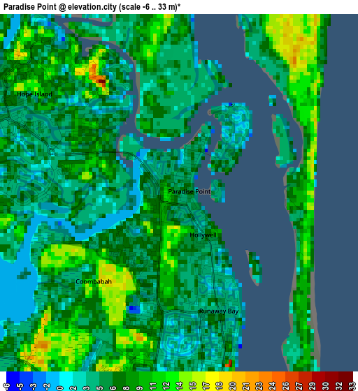 Paradise Point elevation map