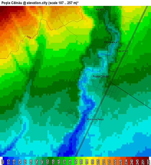 Poşta Câlnău elevation map