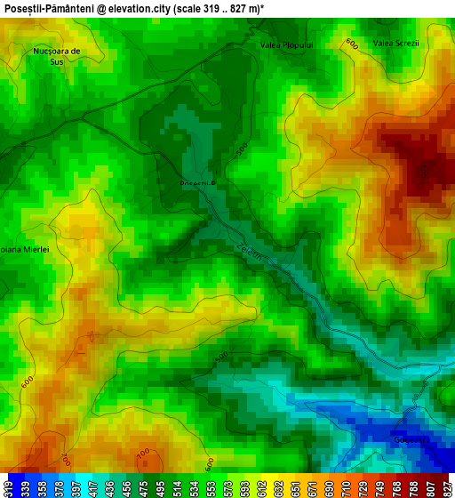 Poseștii-Pământeni elevation map