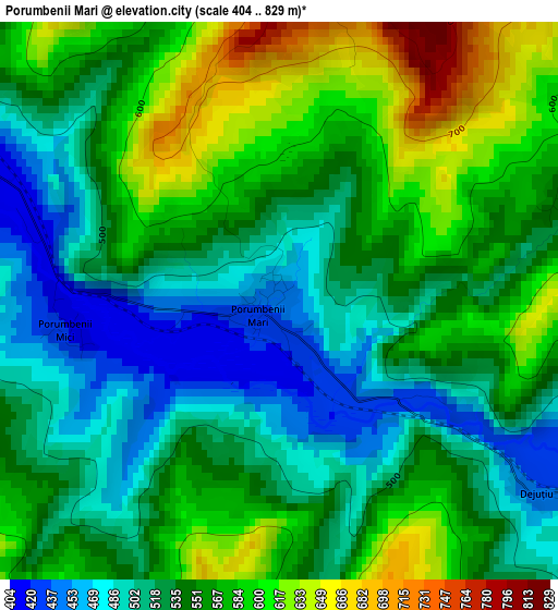 Porumbenii Mari elevation map