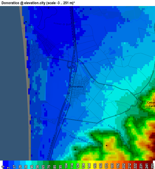 Donoratico elevation map