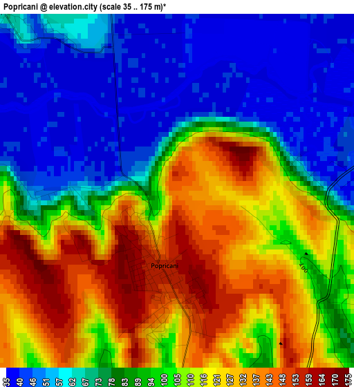 Popricani elevation map