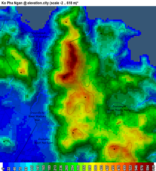 Ko Pha Ngan elevation map