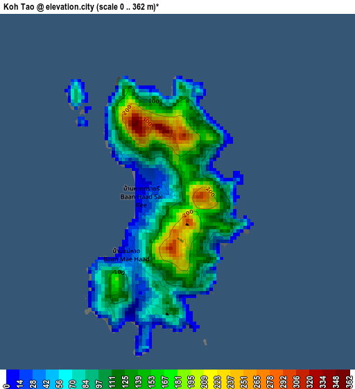 Koh Tao elevation map