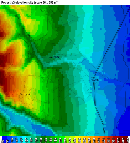 Popești elevation map