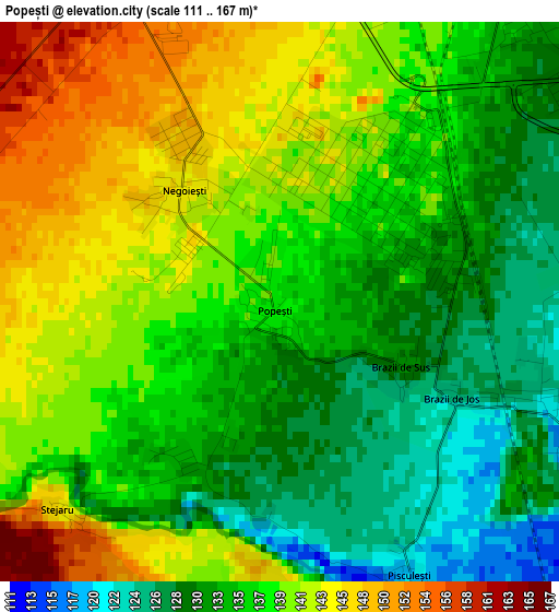 Popești elevation map