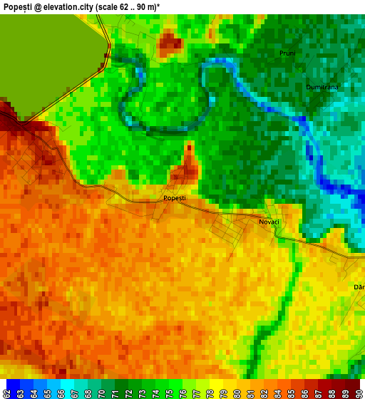 Popești elevation map