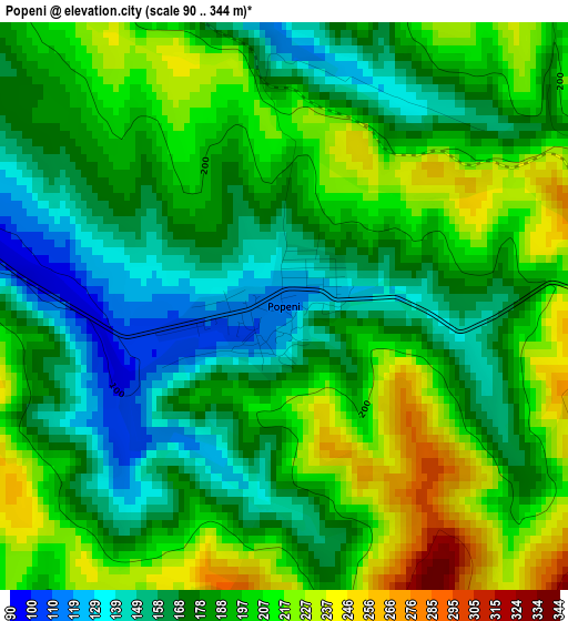 Popeni elevation map