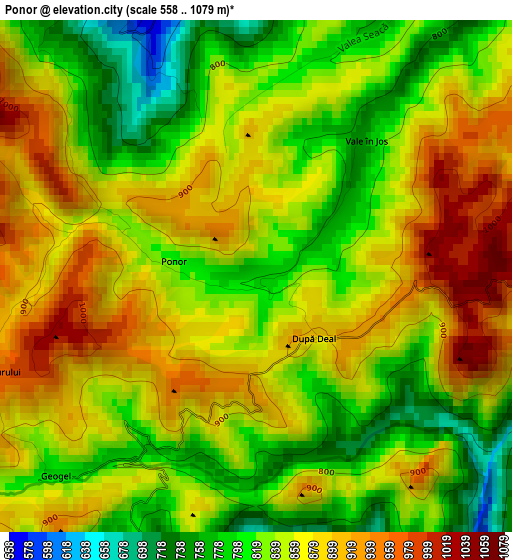 Ponor elevation map