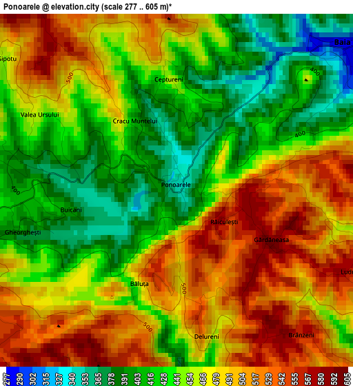 Ponoarele elevation map